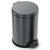 simplehuman 4.5 Liter / 1.2 Gallon Stainless Steel Round Bathroom Step, Black Trash can