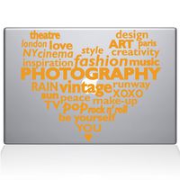 The Decal Guru 1040-MAC-12M-SY Contemporary Culture Heart Vinyl Sticker, 12" Macbook, Yellow