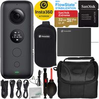 Insta360 ONE X Action Camera with Starter Accessory Bundle - Includes: SanDisk Extreme 32GB microSDHC Memory Card + Carrying Case + Lens Cleaning Pen + Dust Blower + Microfiber Cleaning Cloth
