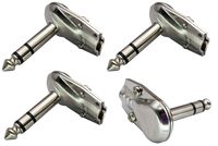 AAOTOKK Right Angle 6.35MM Adapter Golden Plated 90 Degree 3 Pole 6.35mm 1/4 Inch Stereo TRS Male Flat Pancake Style Plugs Connectors for Speaker,Patch Cable,Guitar(4 Pack/3 Pole)