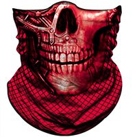 Obacle Skull Face Mask Half for Dust Wind UV Sun Protection Seamless 3D Tube Mask Bandana for Men Women Thin Breathable Skeleton Mask Motorcycle Riding Biker Cycling Festival (Skull Single Eye Red)