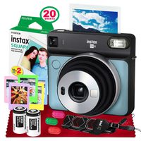 Fujifilm instax Square SQ6 Instant Film Camera (Aqua Blue) + 20 Sheets Square Instant Film + Accessory Bundle (USA Warrantty)