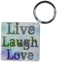 3dRose Stained Glass Live, Laugh, Love- Inspirational Words- Motivational - Key Chains, 2.25 x 4.5 inches, set of 2 (kc_37953_1)