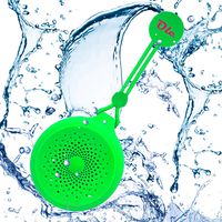 Bluetooth Shower Speaker - Mini, Waterproof IPX7, Portable, Wireless, Rechargeable 5 hrs Playtime - Hands Free Speakerphone Built-in Mic - Control Buttons, Silicone Body & Lanyard, Suction Cup, Green