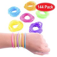 Super Z Outlet 80s Colorful Retro Rock Pop Star Rainbow Diva Disco Jelly Neon Gel Stretchable Bracelets Bands for Theme Events, Colorful Assortment, Assorted Toy Party Favor Prizes (Assorted 144pk)