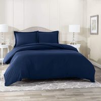 Nestl Bedding Duvet Cover 3 Piece Set - Ultra Soft Double Brushed Microfiber Hotel Collection - Comforter Cover with Button Closure and 2 Pillow Shams, Navy - Full (Double) 80"x90"