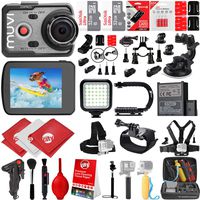 VEHO MUVI K-Series K2 Pro 4K Wi-Fi Sports Action Camera w/ 64GB 28PC Bundle - Window Mount - Helmet Mount - Opteka X-Grip Action Handle - High Power LED Video Light and Much More