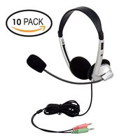 Egghead EGG-IAG-1007-SO-10 Stereo School Headphones W/Boom Microphone, black (Pack of 10)