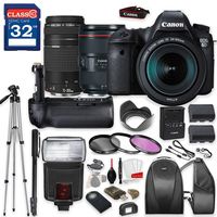 Canon EOS 6D DSLR Camera with Canon EF 24-105mm f/4L is II USM Lens & Canon EF 75-300mm f/4-5.6 III Lens, TTL Flash, Tripod, Mono-Pod, Battery Grip + Professional Accessory Bundle