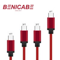 USB Type C Cable, Benicabe (4-Pack 1,3,3,6FT) Nylon Braided Fast Charging Cord for Samsung Galaxy S9 Plus S8 S8 Plus Note 8, Pixel 2, Moto Z, LG V20 and More (Molten Lava)