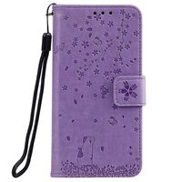 Lomogo Leather Wallet Case for Galaxy S8 with Stand Feature Card Holder Magnetic Closure, Shockproof Flip Case Cover for Samsung Galaxy S8 - LOHHA130350 Purple