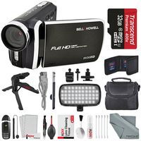 Bell & Howell DV30HD 1080p HD Video Camera Camcorder (Black) + Case, LED Light, Tripod, 32GB Memory Card, Memory Card Wallet, Card Reader & Xpix Deluxe Cleaning Accessories
