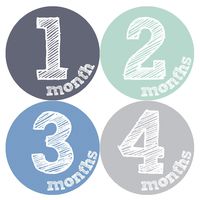 Months in Motion Monthly Stickers for Boy - Monthly Milestone Sticker - 12 Monthly Milestone Stickers - Baby Month Stickers for Infant First Year - Belly Stickers