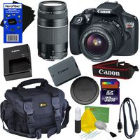 Canon EOS Rebel T6 Digital SLR Camera with EF-S 18-55mm is II & EF 75-300mm III Zoom Lenses (International Version) + 32GB Accessory Kit w/HeroFiber Ultra Gentle Cleaning Cloth
