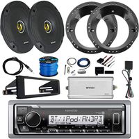 Kenwood Marine Digital Media Bluetooth Receiver, 2 x Kicker 6.5" 2-Way Coaxial Car Speakers, Enrock 4-Channel Marine Amplifier, Stereo Installation Kit, Accessories