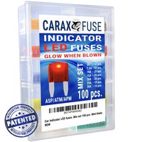 Fuse MINI Blade - Smart GLOW Fuse - Car Fuse Kit Automotive ATC/ATO - Fuses Assortment Replacement Kit - Easy Identification - Illuminating Indicator Fuse That Glow When Blown - Carax Fuse - 100 pcs.
