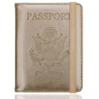 WALNEW RFID Passport Holder Cover Traveling Passport Case (Gold)