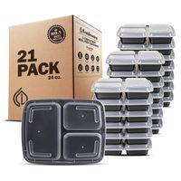 Freshware Meal Prep Containers [21 Pack] 3 Compartment with Lids, Food Storage Bento Box | BPA Free | Stackable | Lunch Boxes, Microwave/Dishwasher/Freezer Safe, Portion Control, 21 day fix (24 oz)