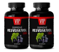 Antioxidant resveratrol - Supreme RESVERATROL 1200Mg - Resveratrol Ultra - 2 Bottles 120 Capsules