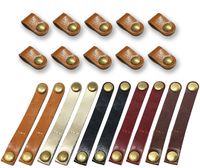 20 Pieces Leather Cable Straps Cable Organizer Cord Management Earphone Wrap Winder for USB Cable Headphone Wire, 2 Sizes