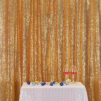 Eternal Beauty Gold Sequin Wedding Backdrop Photography Background Party Curtain, 6Ft X 8Ft