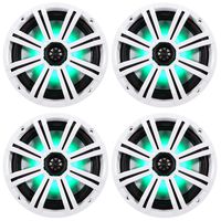 (4) KICKER 43KM84LCW 8" 1200 Watt Marine Boat Speakers w/ LED Lights