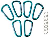 Gold Lion Gear 3" Aluminum Carabiner D Shape Buckle Pack, Keychain Clip, Spring Snap Key Chain Clip Hook Buckle - Teal 3" (6 Pack)