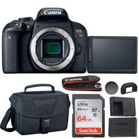 Canon EOS Rebel T7i DSLR Camera (Body Only) + 64GB Memory Card + Carrying Case + Canon Neck Strap + Battery + All Accessories Bundle (KIT Box)