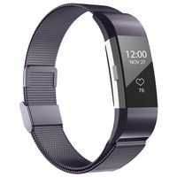 iGK Replacement Bands Compatible for Charge 2, Stainless Steel Metal Bracelet with Unique Magnet Clasp (Dark Plum, Small)