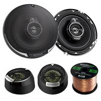 2 Pairs Car Speaker Package of 2X Kenwood KFC1695PS 6-1/2" 3-Way 320 Watt Car Coaxial Speakers Bundle with Kenwood KFC-ST01 1" Inch 160-Watt Dome Tweeters + Enrock 16g 50 Feet Speaker Wire