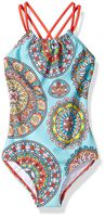 Kanu Surf Girls' Little Beach Sport Halter One Piece Swimsuit, Jasmine Multi, 6X