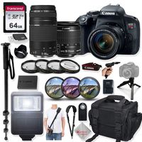 Canon EOS Rebel T7i DSLR Camera with 24.2 Megapixels, 18-55mm Lens & 75-300mm Lens, Quick Release Shoulder Strap, Monopod, Gripster Tripod & Prime Accessory Bundle
