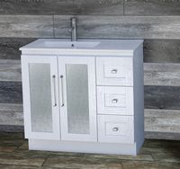 36" Bathroom White Oak Finish Vanity Cabinet Left Design Ceramic Integrated Sink B3618WL-CTB