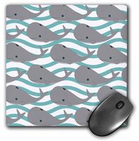 3dRose LLC 8 x 8 x 0.25 Inches Cute Whales on The Waves Print Mouse Pad (mp_58601_1)