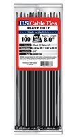US Cable Ties HD8B100 8-Inch Heavy Duty Cable Ties, UV Black, 100-Pack