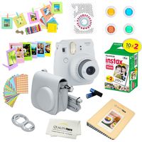 Fujifilm Instax Mini 9 Instant Camera w/Fujifilm Instax Mini 9 Instant Films (20 Pack) + A14 Pc Deluxe Bundle for Fujifilm Instax Mini 9 Camera (smokey white)