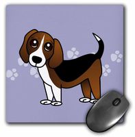 3dRose LLC 8 x 8 x 0.25 Inches Mouse Pad, Cute Beagle, Cartoon Dog, Blue with Pawprints (mp_35542_1)