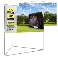 VIVOHOME 100 Inch 2-in-1 Video Projector Screen with Triangle Stand, 16:9 Aspect Ratio Hanging Screen for Home School Office Indoor Outdoor
