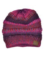 C.C Trendy Warm Chunky Soft Stretch Cable Knit Beanie Skully, Burgundy Tribal Blend