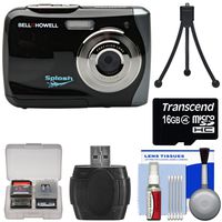 Bell & Howell Splash WP7 Waterproof Digital Camera (Black) with 16GB Card + Tripod + Kit