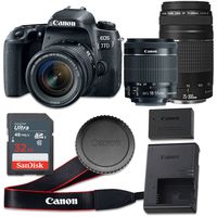 Canon EOS 77D 24.2 MP CMOS Digital SLR Camera with 3.0-Inch LCD with EF-S 18-55mm f/4-5.6 is STM Lens and EF 75-300mm f/4-5.6 III Lens - Wi-Fi Enabled (Certified Refurbished)