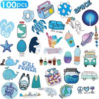 VSCO Stickers for Hydro Flask, 100pcs Blue Waterproof Water Bottle Stickers for Laptop, Phone, Luggage, Skateboard, Guitar, Cute Vinyl Trendy Aesthetic Stickers for Girls, Kids, Teens