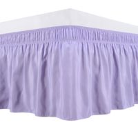 Biscaynebay Wrap Around Bed Skirts Elastic Dust Ruffles, Easy Fit Wrinkle and Fade Resistant Silky Luxrious Fabric Solid Color and Printed 15 Inch Drop (King, Lavender)