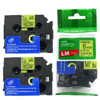 2/Pack - Premium Compatible with Brother TZe-C11 Black on Fluorescent Yellow 1/4 p-Touch Label Tape, 6mm Laminated replacment TZeC11 Tape, TZC11 0.23" Black Ink on Bright Yellow Label.