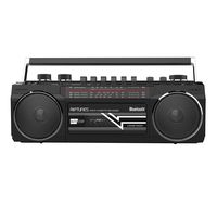 Riptunes Cassette Boombox, Retro Blueooth Boombox, Cassette Player and Recorder, AM/FM/SW-1-SW2 Radio-4-Band Radio, USB, SD, and Aux in, Black