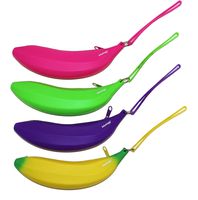 Inkology Banana Shaped Wristlet Pencil Pouch, 8 x 1.5 Inches, Set of 6, Assorted Colors, 04770