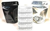 50 pk Smell Proof Mylar Bags and 50 Rx Labels, PLUS SIZE 1/8 oz Eighth Heavy Duty Ziplock 4" x 5.5" x 1.5" Stand Up Pouch. Child Resistant Heat Sealable with Iron.