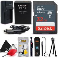 SanDisk 32GB Ultra SD Memory Card + LP-E8 / LP-E8 Battery/Charger + Xtech Starter Kit for Canon EOS 550D 600D 700D EOS Rebel T2I T3i T4i T5i DSLR Cameras