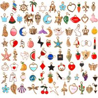 110Pcs Assorted Gold Plated Enamel Pendants Necklace Bracelet Charms for Jewelry Making
