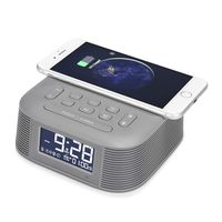 InstaBox D10 Wireless Charging Alarm Clock with Bluetooth Dual Speaker, FM Radio, USB Charging Port, Adjustable Alarm Volume, Snooze, Sleep Timer, 4 Dimmer, Digital Clock for Bedroom & Hotel, 2019 New